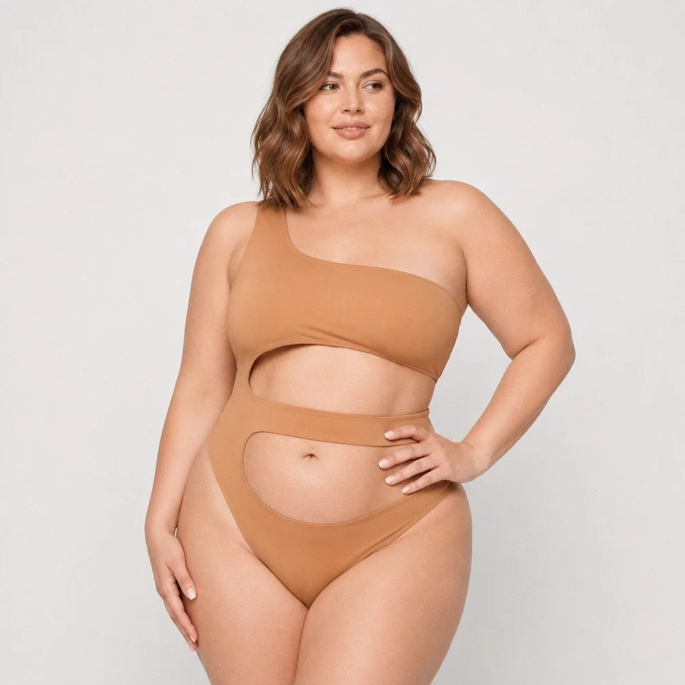 SKIMS Swim One Shoulder Monokini Ochre Womens‎ 4X